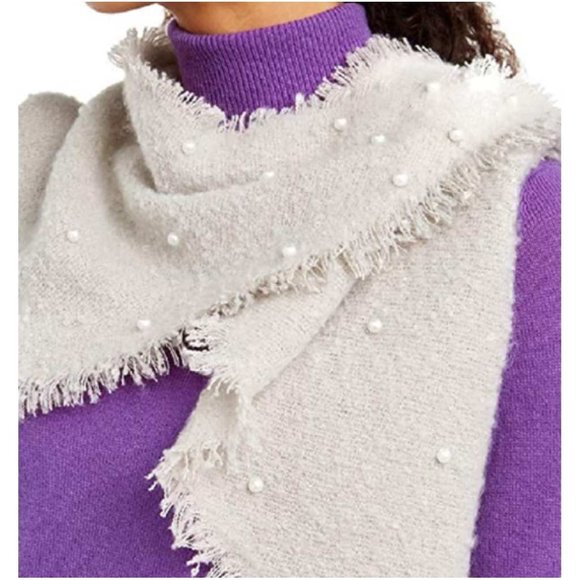 I.N.C. Faux Pearl Embellished Boucle Bias Scarf (981) - Picture 1 of 4